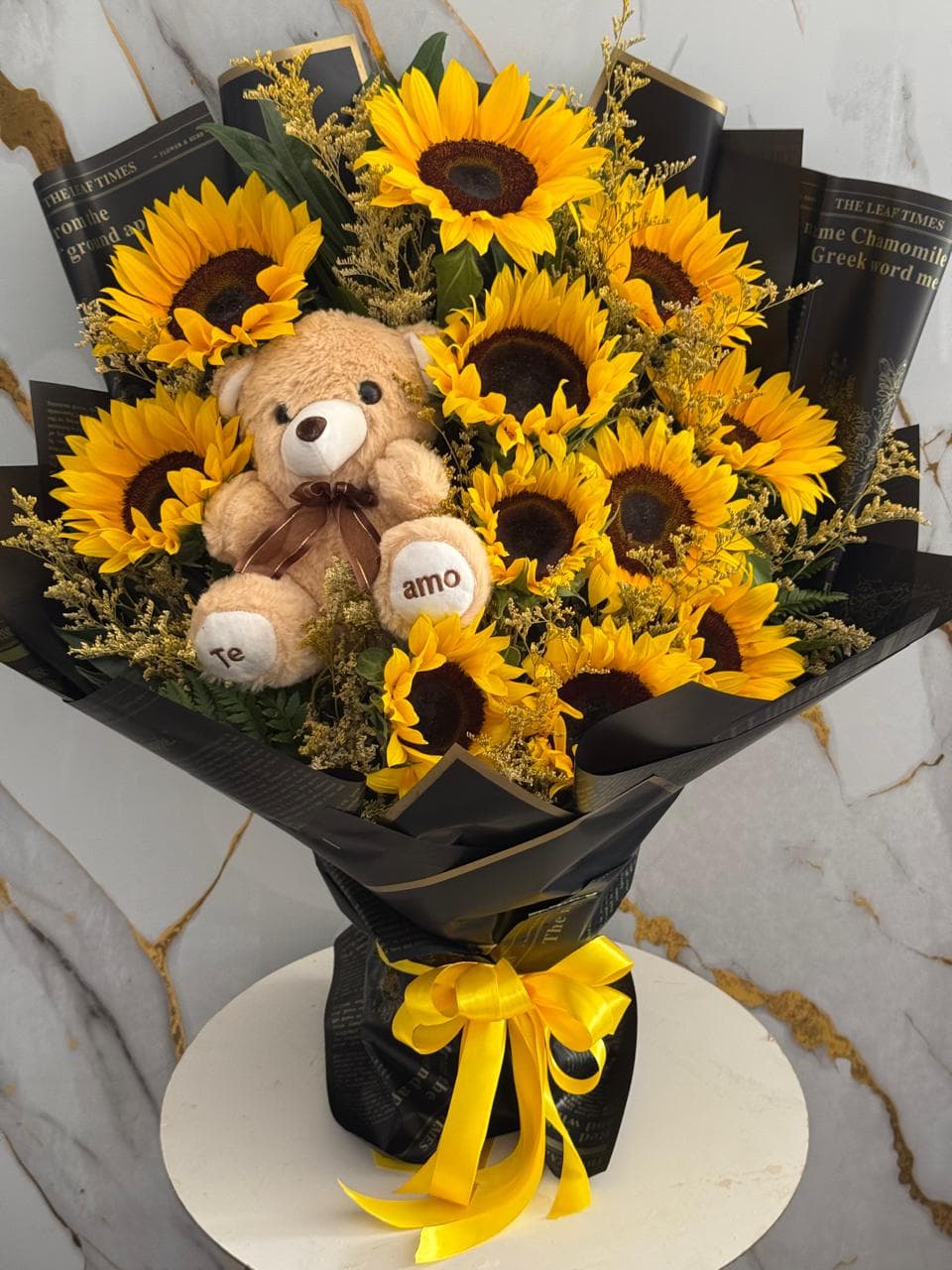 Ramo Arreglo buchon de girasoles con peluche